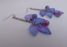 Load image into Gallery viewer, Handmade Blue &amp; Purple Leaf Drop Earrings

