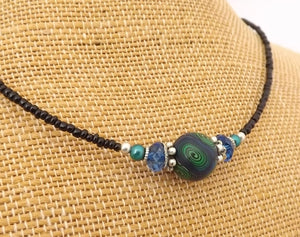 Dark Blue & Green Kathryn Design Handmade Bead Necklace