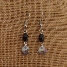 Load image into Gallery viewer, Handmade Faceted Black, Grey &amp; Blue Drop Chain Link Bead Earrings
