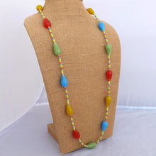 Load image into Gallery viewer, Handmade Green, Blue, Yellow &amp; Orange Glass Bead Necklace

