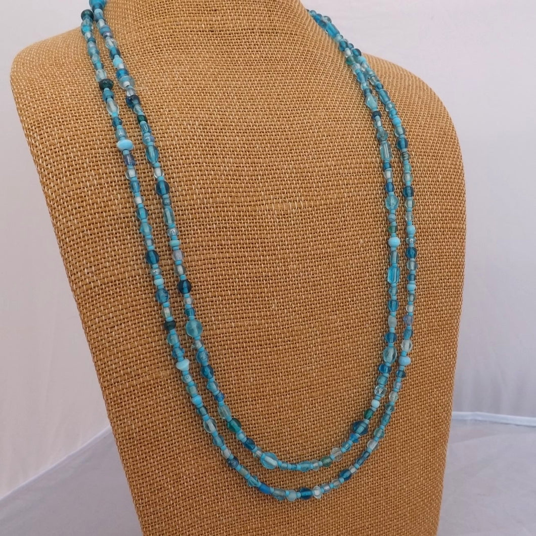 Handmade Long Fine Glass Bead Necklace