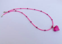 Load image into Gallery viewer, Handmade Pink Heart Pendant &amp; Seed Bead Necklace
