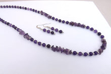 Load image into Gallery viewer, Handmade Purple Amethyst Bead Necklace &amp; Earrings Set
