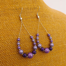 Load image into Gallery viewer, Handmade Purple Miracle Bead Drop Earrings
