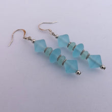 Load image into Gallery viewer, Handmade Seaglass Style Light Blue Handmade Bead Earrings
