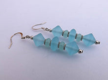Load image into Gallery viewer, Handmade Seaglass Style Light Blue Handmade Bead Earrings
