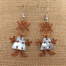 Load image into Gallery viewer, Handmade Wire &amp; Tin Human Figure Drop Earrings
