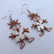 Load image into Gallery viewer, Handmade Wire &amp; Tin Human Figure Drop Earrings
