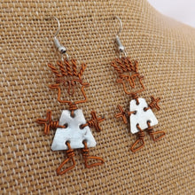 Load image into Gallery viewer, Handmade Wire &amp; Tin Human Figure Drop Earrings
