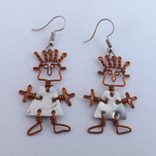 Load image into Gallery viewer, Handmade Wire &amp; Tin Human Figure Drop Earrings
