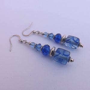 Handmade Blue Glass Bead Earrings