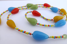 Load image into Gallery viewer, Handmade Green, Blue, Yellow &amp; Orange Glass Bead Necklace
