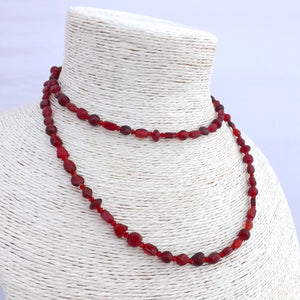 Handmade Long Red Bead Necklace