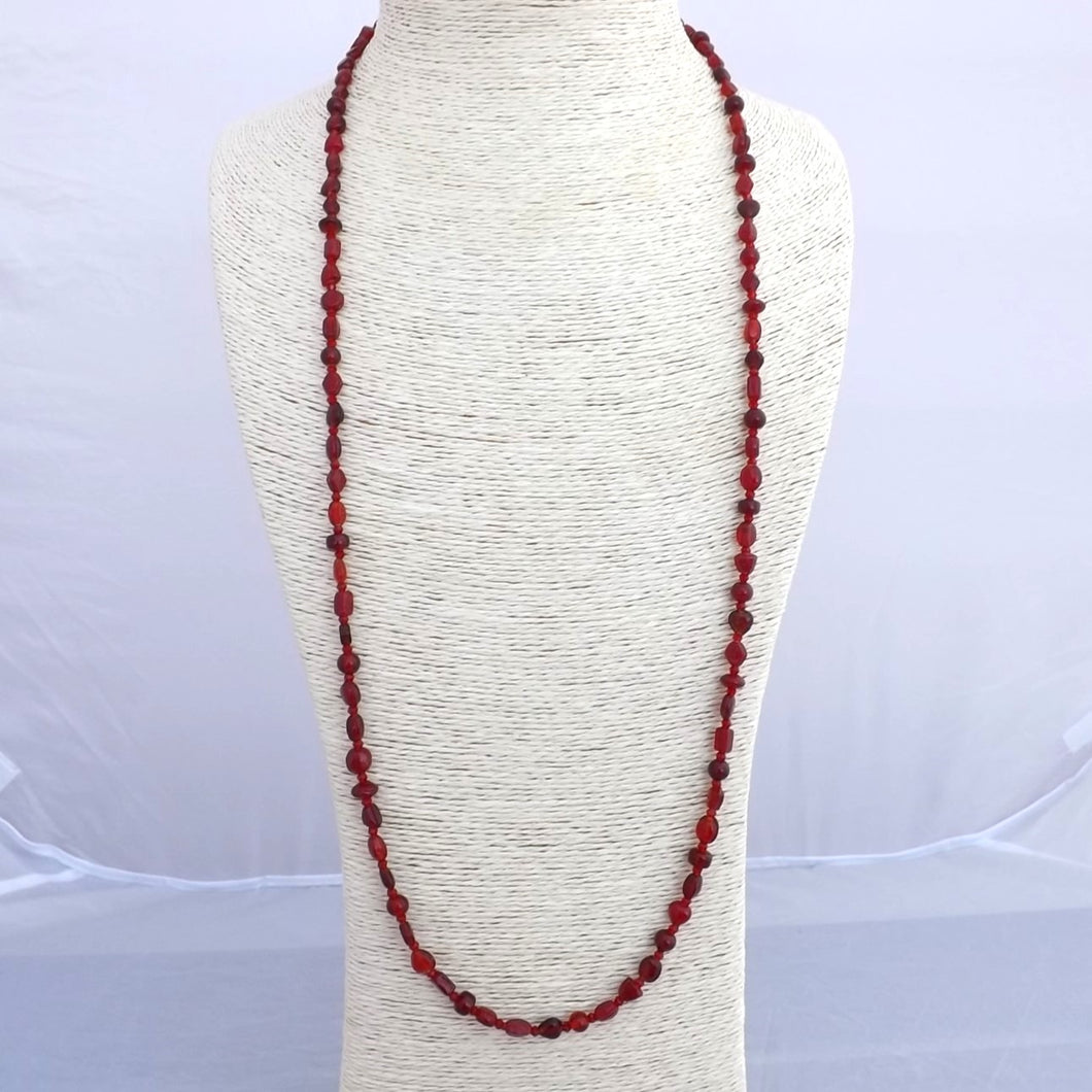 Handmade Long Red Bead Necklace