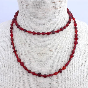 Handmade Long Red Bead Necklace