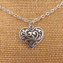 Load image into Gallery viewer, Heart Silver Tone Pendant Necklace
