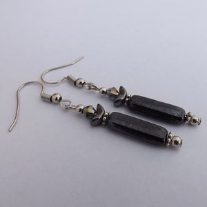 Hematite & Black Handmade Bead Earrings (Made in NZ)