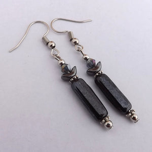 Hematite & Black Handmade Bead Earrings (Made in NZ)