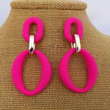 Load image into Gallery viewer, Colour &amp; Gold Tone Large Acrylic Earrings (Multiple colour options)
