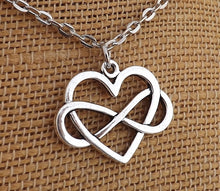 Load image into Gallery viewer, Silver Tone Heart &amp; Infinity Twist Necklace Pendant
