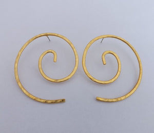 Large Gold Tone Koru Earrings