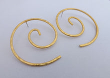 Load image into Gallery viewer, Large Gold Tone Koru Earrings
