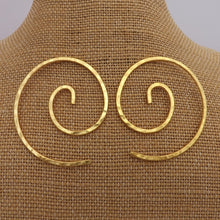 Load image into Gallery viewer, Large Gold Tone Koru Earrings
