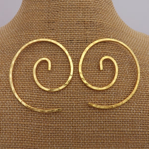 Large Gold Tone Koru Earrings