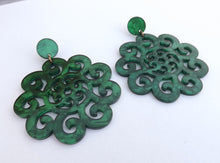 Load image into Gallery viewer, Large Green Acrylic Drop Earrings
