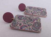 Load image into Gallery viewer, Large Purple Floral Acrylic Earrings
