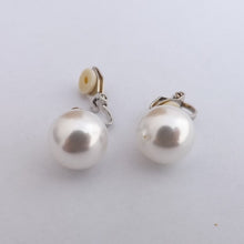 Load image into Gallery viewer, Large White Faux Pearl Clip on Earrings
