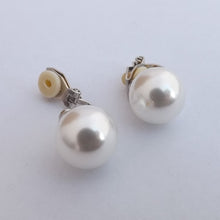 Load image into Gallery viewer, Large White Faux Pearl Clip on Earrings
