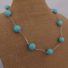 Load image into Gallery viewer, Light Blue Bead &amp;  Silver Tone Necklace
