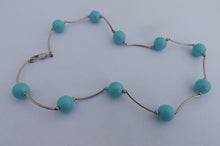 Load image into Gallery viewer, Light Blue Bead &amp;  Silver Tone Necklace
