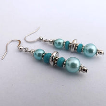 Load image into Gallery viewer, Light Blue Pearl Finish Handmade Bead Earrings
