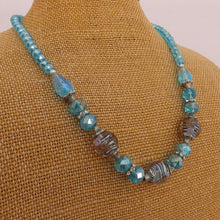 Load image into Gallery viewer, Light Blue &amp; Purple Handmade Crystal Bead Necklace
