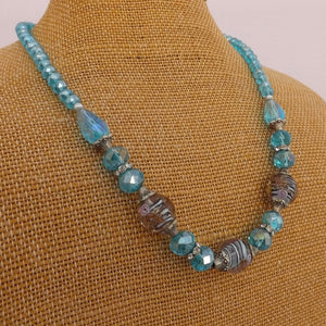 Light Blue & Purple Handmade Crystal Bead Necklace