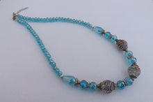 Load image into Gallery viewer, Light Blue &amp; Purple Handmade Crystal Bead Necklace
