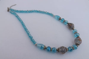 Light Blue & Purple Handmade Crystal Bead Necklace