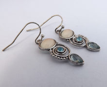 Load image into Gallery viewer, Light Blue &amp; Silver Boho Drop Earrings
