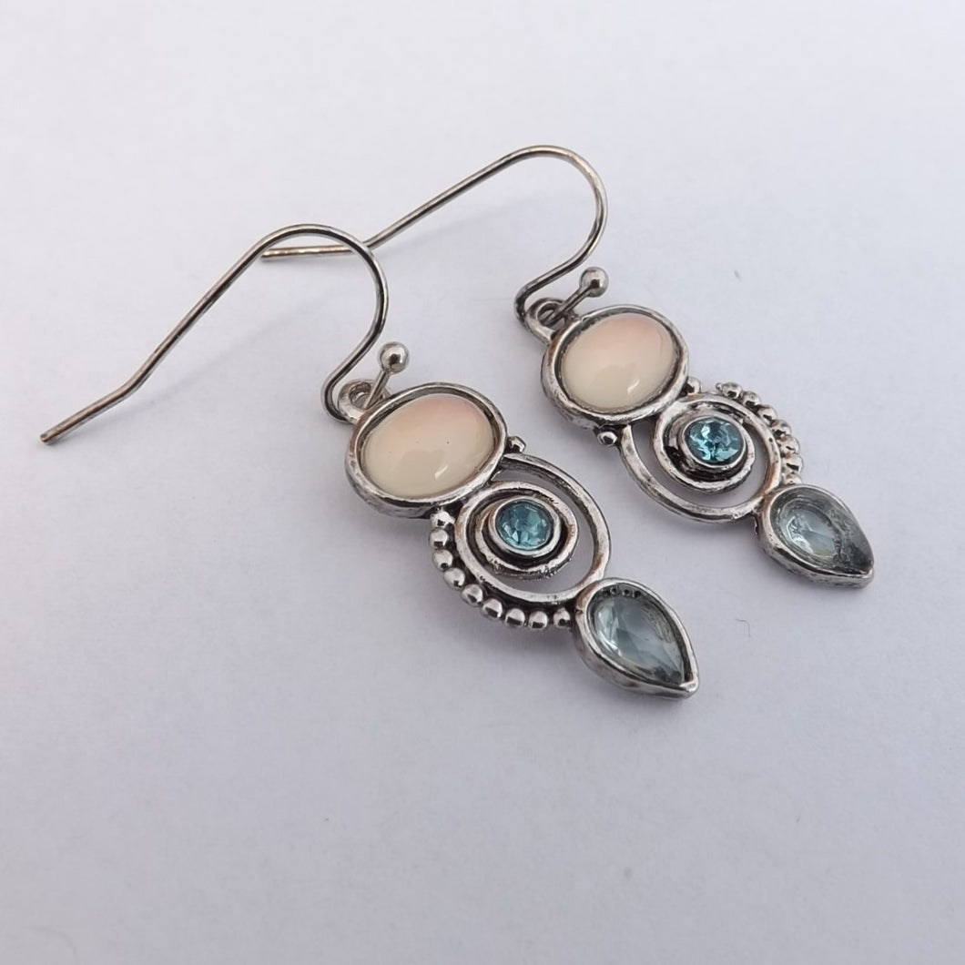 Light Blue & Silver Boho Drop Earrings