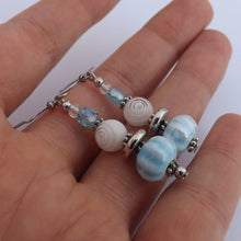 Load image into Gallery viewer, Light Blue &amp; White Porcelain &amp; Glass Handmade Bead Earrings
