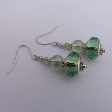 Load image into Gallery viewer, Light Green Faceted Handmade Acrylic Bead Earrings
