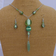 Load image into Gallery viewer, Light Green Foil Handmade Necklace &amp; Earrings Set
