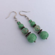 Load image into Gallery viewer, Light Green Handmade Glass Bead Earrings
