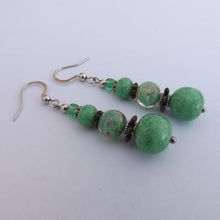 Load image into Gallery viewer, Light Green Handmade Glass Bead Earrings
