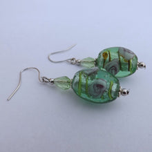 Load image into Gallery viewer, Light Green Handmade Lamp work Glass Bead Earrings
