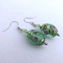 Load image into Gallery viewer, Light Green Handmade Lamp work Glass Bead Earrings
