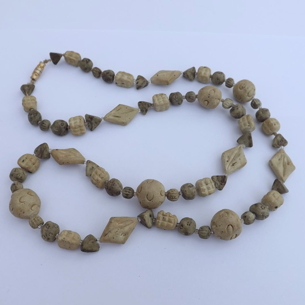 Light Green Handmade Vintage Ceramic Bead Necklace