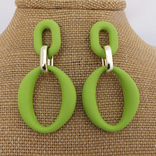 Load image into Gallery viewer, Colour &amp; Gold Tone Large Acrylic Earrings (Multiple colour options)
